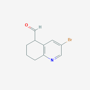 molecular formula C10H10BrNO B12989010 3-Bromo-5,6,7,8-tetrahydroquinoline-5-carbaldehyde 