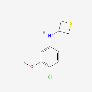 molecular formula C10H12ClNOS B12989030 N-(4-Chloro-3-methoxyphenyl)thietan-3-amine 