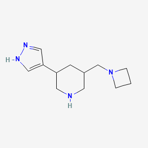 molecular formula C12H20N4 B12989257 3-(Azetidin-1-ylmethyl)-5-(1H-pyrazol-4-yl)piperidine 