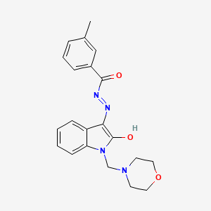 molecular formula C21H22N4O3 B12989289 (Z)-3-Methyl-N'-(1-(morpholinomethyl)-2-oxoindolin-3-ylidene)benzohydrazide 