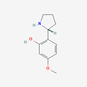 molecular formula C11H15NO2 B12989296 (R)-5-Methoxy-2-(pyrrolidin-2-yl)phenol 