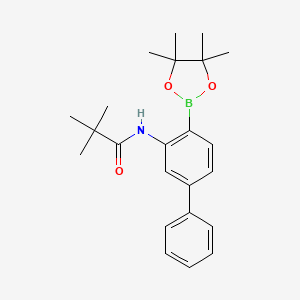 molecular formula C23H30BNO3 B12989509 N-(4-(4,4,5,5-Tetramethyl-1,3,2-dioxaborolan-2-yl)-[1,1'-biphenyl]-3-yl)pivalamide 