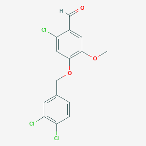 molecular formula C15H11Cl3O3 B12989901 2-Chloro-4-((3,4-dichlorobenzyl)oxy)-5-methoxybenzaldehyde 