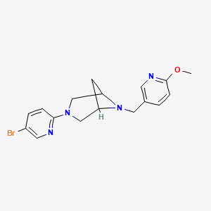 molecular formula C17H19BrN4O B12989978 3-(5-Bromopyridin-2-yl)-6-((6-methoxypyridin-3-yl)methyl)-3,6-diazabicyclo[3.1.1]heptane 