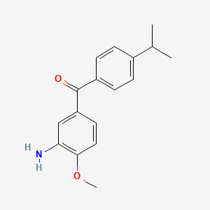 molecular formula C17H19NO2 B12989995 (3-Amino-4-methoxyphenyl)(4-isopropylphenyl)methanone 