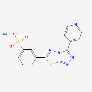molecular formula C14H8N5NaO3S2 B12990096 Sodium 3-(3-(pyridin-4-yl)-[1,2,4]triazolo[3,4-b][1,3,4]thiadiazol-6-yl)benzenesulfonate 