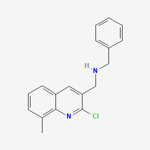 molecular formula C18H17ClN2 B1299016 N-Benzyl-1-(2-chloro-8-methylquinolin-3-yl)methanamine CAS No. 606095-53-8