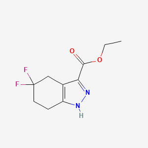 molecular formula C10H12F2N2O2 B12990309 Ethyl 5,5-difluoro-4,5,6,7-tetrahydro-1H-indazole-3-carboxylate CAS No. 2282704-43-0