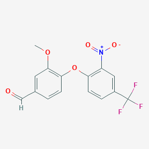 molecular formula C15H10F3NO5 B1299033 3-Methoxy-4-[2-nitro-4-(trifluoromethyl)phenoxy]benzaldehyde CAS No. 5509-72-8