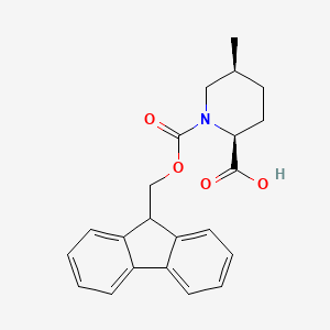 molecular formula C22H23NO4 B12990453 Rel-(2S,5S)-1-(((9H-fluoren-9-yl)methoxy)carbonyl)-5-methylpiperidine-2-carboxylic acid 