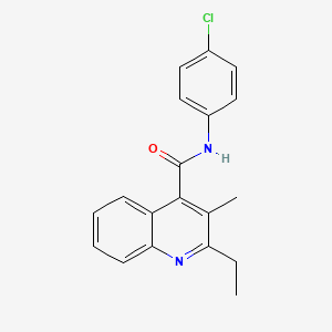 molecular formula C19H17ClN2O B12990566 N-(4-chlorophenyl)-2-ethyl-3-methylquinoline-4-carboxamide 