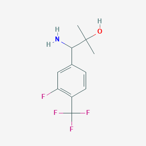 molecular formula C11H13F4NO B12990671 1-Amino-1-(3-fluoro-4-(trifluoromethyl)phenyl)-2-methylpropan-2-ol 