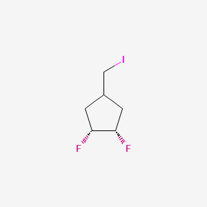 molecular formula C6H9F2I B12990924 Rel-(1R,2S,4r)-1,2-difluoro-4-(iodomethyl)cyclopentane 