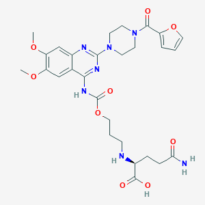 molecular formula C28H35N7O9 B129914 Poly-N(5)-(3-hydroxypropylglutamine)-prazosin carbamate CAS No. 140486-68-6