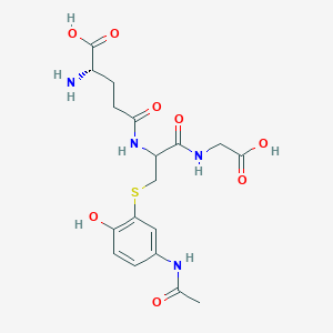 molecular formula C18H24N4O8S B12991792 N5-(3-((5-Acetamido-2-hydroxyphenyl)thio)-1-((carboxymethyl)amino)-1-oxopropan-2-yl)-L-glutamine 