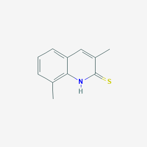molecular formula C11H11NS B12991963 3,8-Dimethyl-quinoline-2-thiol 