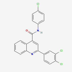 molecular formula C22H13Cl3N2O B12992268 N-(4-chlorophenyl)-2-(3,4-dichlorophenyl)quinoline-4-carboxamide 
