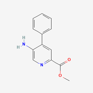 molecular formula C13H12N2O2 B12992349 Methyl 5-amino-4-phenylpicolinate 