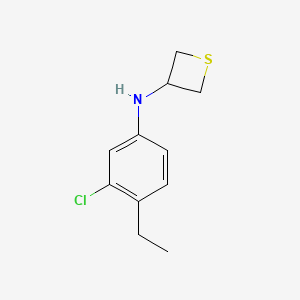 molecular formula C11H14ClNS B12992579 N-(3-Chloro-4-ethylphenyl)thietan-3-amine 
