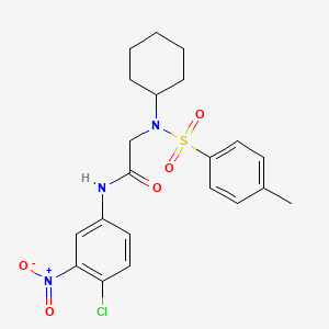 molecular formula C21H24ClN3O5S B12992835 N-(4-Chloro-3-nitro-phenyl)-2-[cyclohexyl-(toluene-4-sulfonyl)-amino]-acetamide 