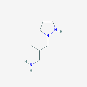 molecular formula C7H15N3 B12993157 3-(1,3-Dihydropyrazol-2-yl)-2-methylpropan-1-amine 