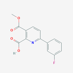 molecular formula C14H10FNO4 B12993186 6-(3-Fluorophenyl)-3-(methoxycarbonyl)picolinic acid 