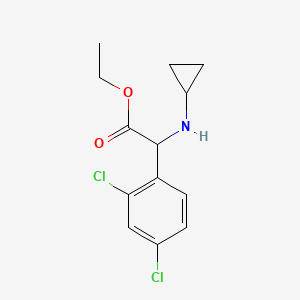 molecular formula C13H15Cl2NO2 B12993265 Ethyl 2-(cyclopropylamino)-2-(2,4-dichlorophenyl)acetate 