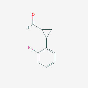 molecular formula C10H9FO B12993313 2-(2-Fluorophenyl)cyclopropanecarbaldehyde 