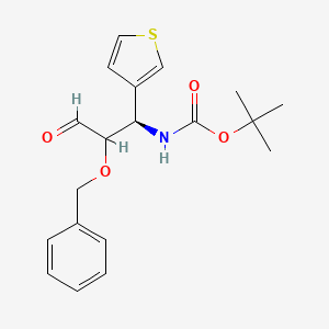 molecular formula C19H23NO4S B12993318 tert-Butyl ((1R)-2-(benzyloxy)-3-oxo-1-(thiophen-3-yl)propyl)carbamate 