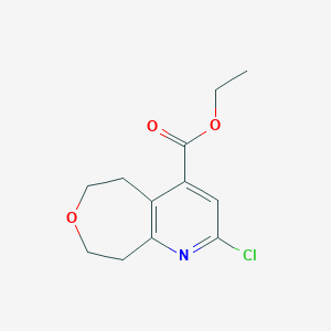molecular formula C12H14ClNO3 B12993370 Ethyl 2-chloro-5,6,8,9-tetrahydrooxepino[4,5-b]pyridine-4-carboxylate 