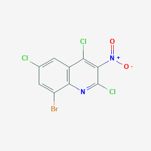 molecular formula C9H2BrCl3N2O2 B12993738 8-Bromo-2,4,6-trichloro-3-nitroquinoline 