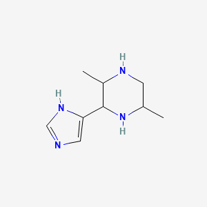 molecular formula C9H16N4 B12993971 3-(1H-Imidazol-5-yl)-2,5-dimethylpiperazine 