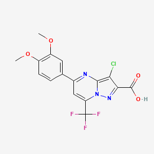 molecular formula C16H11ClF3N3O4 B1299416 3-Chloro-5-(3,4-dimethoxyphenyl)-7-(trifluoromethyl)pyrazolo[1,5-a]pyrimidine-2-carboxylic acid CAS No. 312922-10-4