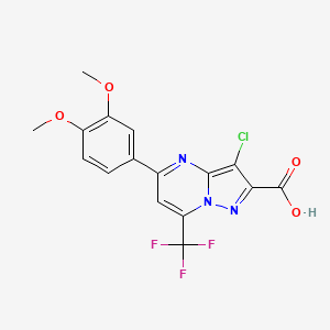 3-Chloro-5-(3,4-dimethoxyphenyl)-7-(trifluoromethyl)pyrazolo[1,5-a]pyrimidine-2-carboxylic acid
