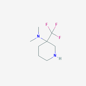 molecular formula C8H15F3N2 B12994211 N,N-Dimethyl-3-(trifluoromethyl)piperidin-3-amine 