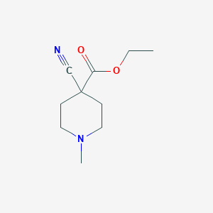 molecular formula C10H16N2O2 B12994403 Ethyl 4-cyano-1-methylpiperidine-4-carboxylate 