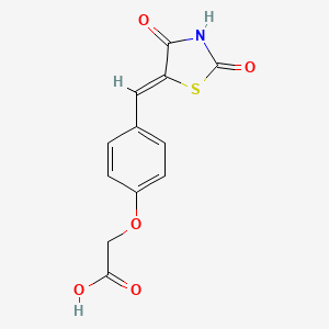 molecular formula C12H9NO5S B1299485 2-[4-[(2,4-Dioxo-5-thiazolidinylidene)methyl]phenoxy]-acetic acid CAS No. 123021-85-2