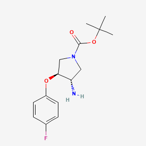 molecular formula C15H21FN2O3 B12994961 tert-Butyl (3S,4S)-3-amino-4-(4-fluorophenoxy)pyrrolidine-1-carboxylate 