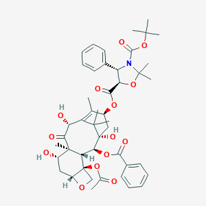molecular formula C46H57NO14 B129951 5-O-[(1S,2S,3R,4S,7R,9S,10S,12R,15S)-4-Acetyloxy-2-benzoyloxy-1,9,12-trihydroxy-10,14,17,17-tetramethyl-11-oxo-6-oxatetracyclo[11.3.1.03,10.04,7]heptadec-13-en-15-yl] 3-O-tert-butyl (4S,5R)-2,2-dimethyl-4-phenyl-1,3-oxazolidine-3,5-dicarboxylate CAS No. 159262-93-8