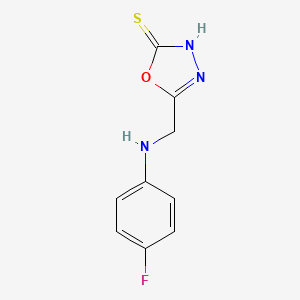 molecular formula C9H8FN3OS B1299532 5-[(4-氟苯氨基)-甲基]-[1,3,4]恶二唑-2-硫醇 CAS No. 436095-85-1