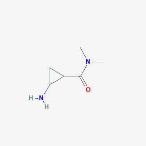 molecular formula C6H12N2O B12995339 2-Amino-N,N-dimethylcyclopropane-1-carboxamide 