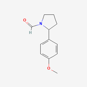 molecular formula C12H15NO2 B12995912 2-(4-Methoxyphenyl)pyrrolidine-1-carbaldehyde 