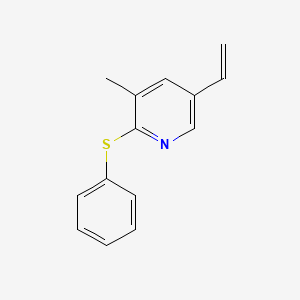 molecular formula C14H13NS B12995937 3-Methyl-2-(phenylthio)-5-vinylpyridine 