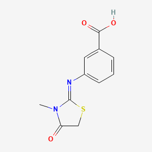 molecular formula C11H10N2O3S B1299621 3-(3-甲基-4-氧代-噻唑烷-2-亚氨基)-苯甲酸 CAS No. 436811-29-9