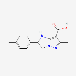 molecular formula C14H15N3O2 B12996259 6-Methyl-2-(p-tolyl)-2,3-dihydro-1H-imidazo[1,2-b]pyrazole-7-carboxylic acid 