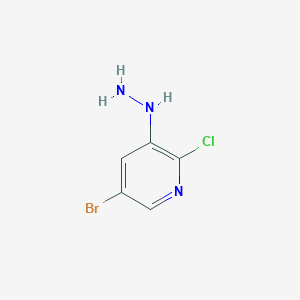 molecular formula C5H5BrClN3 B12996303 5-Bromo-2-chloro-3-hydrazinylpyridine 