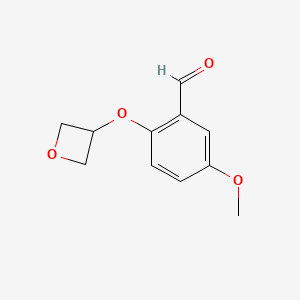 molecular formula C11H12O4 B12996372 5-Methoxy-2-(oxetan-3-yloxy)benzaldehyde 