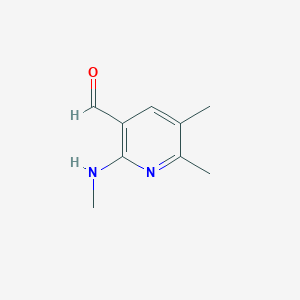 molecular formula C9H12N2O B12996608 5,6-Dimethyl-2-(methylamino)nicotinaldehyde 