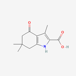 molecular formula C12H15NO3 B1299663 3,6,6-Trimethyl-4-oxo-4,5,6,7-tetrahydro-1H-indole-2-carboxylic acid CAS No. 129689-88-9