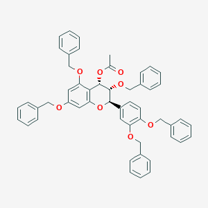 molecular formula C52H46O8 B129969 [(2R,3R,4S)-2-[3,4-bis(phenylmethoxy)phenyl]-3,5,7-tris(phenylmethoxy)-3,4-dihydro-2H-chromen-4-yl] acetate CAS No. 478241-14-4